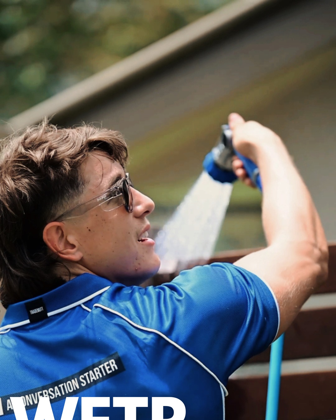Jake from WETR — owner-operator soft-washing a Sunshine Coast home